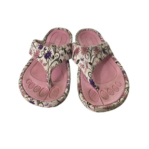 Floral WOMENS SIZE 8.5 Pink & White Sandals With Ergonomic Design - Picture 2 of 4